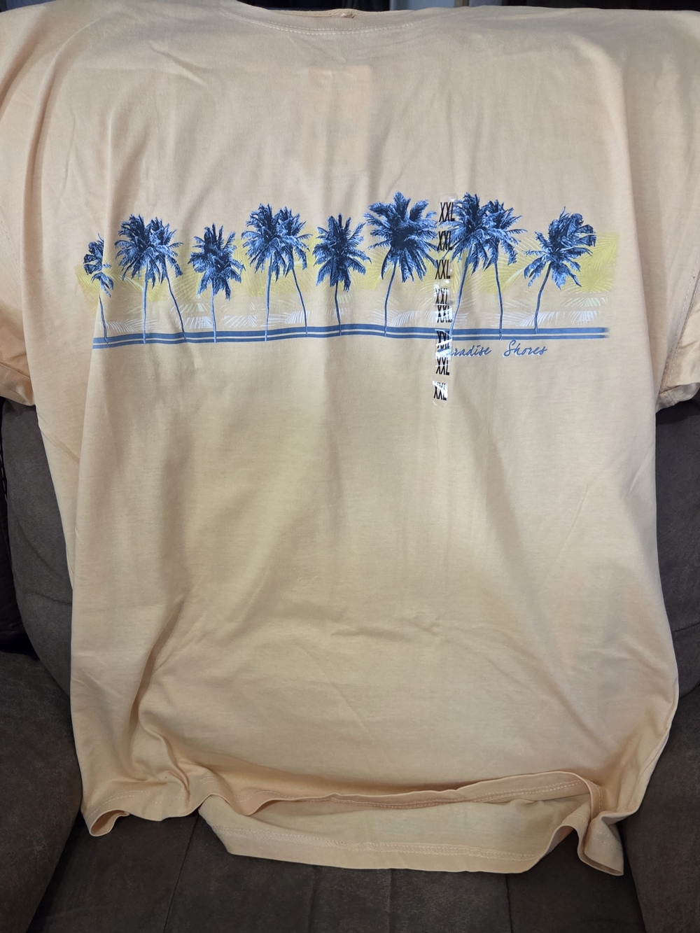 Men's Beige Palm-Print T-Shirt - Beach Graphic